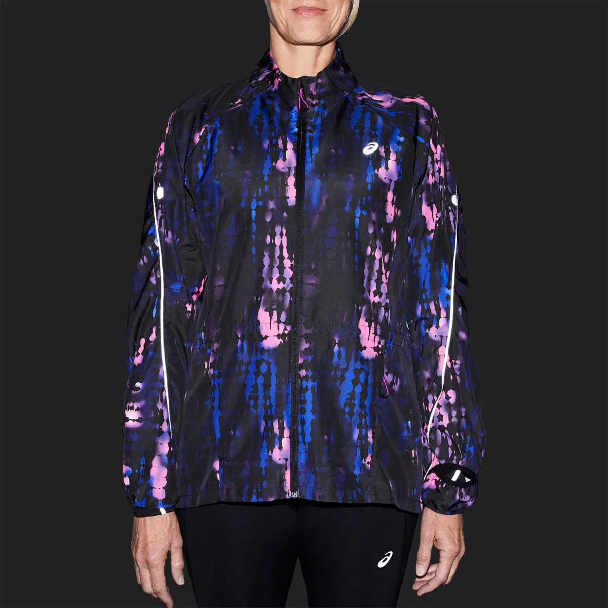 ASICS Road Lite Show Packable Løpejakke Dame BLACK/PINK GLO